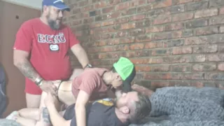 Fucking husband and friend in threesome