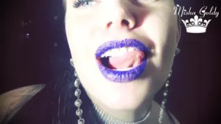 Glamorous blue glittery lips