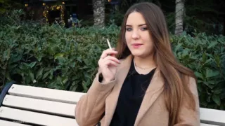 Russian Girl Spends Her Lunch Break Smoking 3 Cigs in a Row