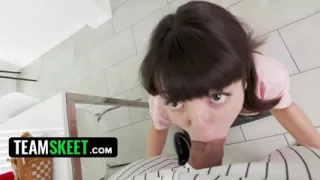 Petite Mochi Mona Takes a Massive Facial After Hardcore Pounding