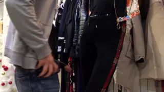 A straight guy with a hot ass fucks a mannequin in a shop! Risky masturbation in a public place