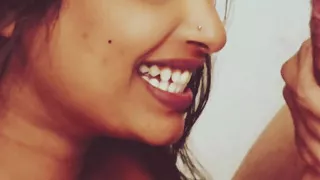 Aman put a cock in Tejaswini's mouth and she sucked it
