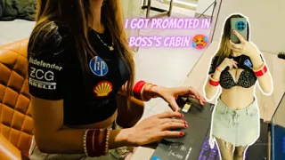 Boss and Secretary. I Got Promotion After Just I Came From My Marriage in My Boss's Cabin.