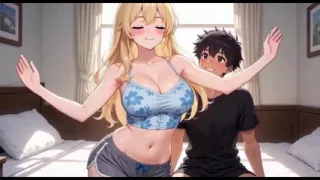 Blonde girl having fun