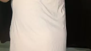 Sexy tit satin dress feel so horny my cock so
