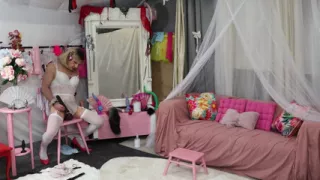 Sissy Playing with Herself Before Riding Mistress's Strapon