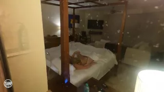 Share a room on vacation with horny stepmom
