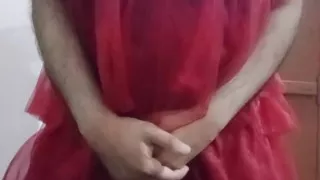 Indian Gay Crossdresser Gaurisissy real xxx homemade sex in Red lehenga