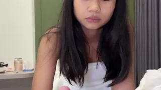 Cute Asian Teen with Small Tits Fucked by Big White Dick and Cum on Face