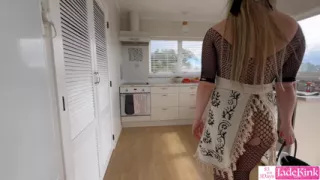 Man hires a naughty maid and fucks her while cleaning and cooking