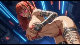 245 Cyberpunk Redhead Do Sexy Talk and Pose, Ai Animation