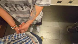 Cum In Pussy creampie in toilet restaurant