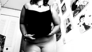 Silent Cinema and Black and White Vintage Girl Seducing You with Stockings, Dress and Heels