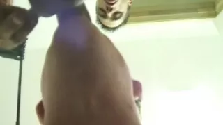 Tattooed Brunette with Big Tits Poses on Bed and Gay