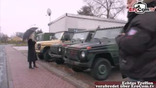 German blonde milf persuaded to have sex on the street