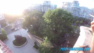 Smoking and pissing on balcony