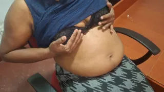 Busty secretary at home office
