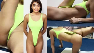 Thong Leotard Wedgie Fitness, Watch Nice Body and Big Tits Tanned Girl Inside Room Her Apartment in Japan