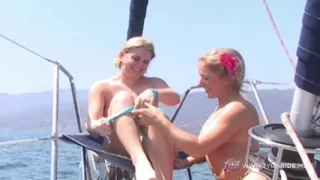 Blonde Lesbians Passionate Oral Play on Sunny Boat at Sea