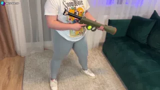 Baseball Bat, a Leather Belt, Tennis Balls and Her Massive Legs Turn His Testicles Into Whipped Cream! Crotch Destruction!