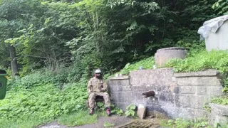 Jerking off in Public on the Road Near a Spring, Caught by a Young Man Masturbating Completely Naked
