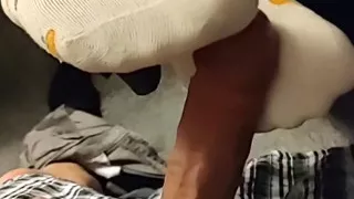 White Fruity Ankle Sockjob Sock Footjob - Cum on Socks