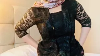 Solo female masturbation with indonesian traditional dress