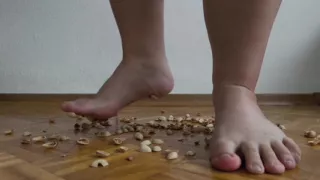 130kg Woman Walking on Pistachio Shells - Crunching Sounds