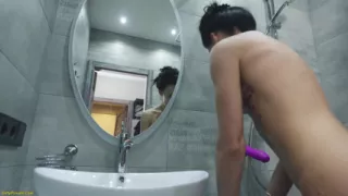 Small MILF Ass Ready for Her First Big Dildo