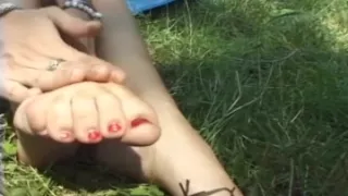 Foot Fetish Session Where German Babe Playes Outside