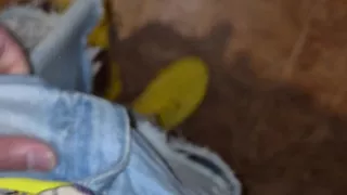 Moans and semen in an underground store warehouse
