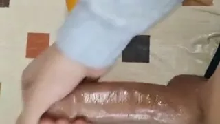 Straight Guy Wanks His Big Cock in Front of the Window, Neighbors Could See Me, I Cum on the Glass
