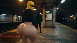 Curvy Woman with Massive Ass Moving at the Metro
