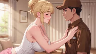 The courier satisfied a horny girl