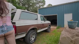 Bearded Giant Fakes Tits Crossdresser Car Wash