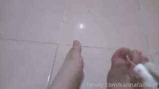 I put light pink nail polish on my shemale feet - Part 1