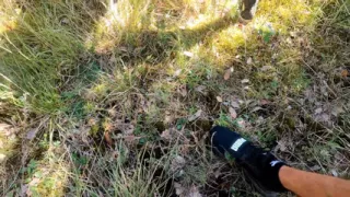 Fucking with a Dildo Outdoors