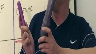 Blonde Takes Massive Dildos Deep on Couch