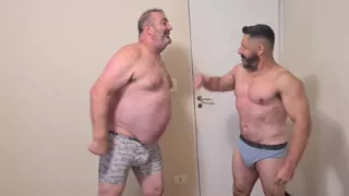 Worship Muscle Silver Stepdaddy Boxer Vs. Gouine Wrestler - Grappling, Strength and Sweat