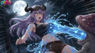 Demon Girl Finds Magic Mushroom - The Slimy Liquid Strips Her Naked and Makes Her Cum in the Woods