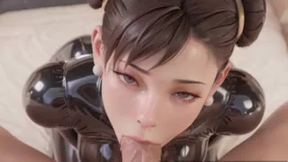 3D Animation : Chun-Li in a Latex Suit Bondage Blowjob & Side Fuck Uncensored Hentai