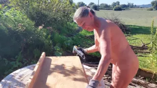 Granny Works Naked in Her Garden!