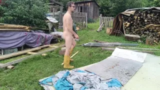 Naked in the Garden: Dirty Handjob in the Pool