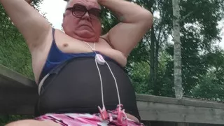 Summer 2026 SEXY CD MASTURBATING OUTDOORS HANGING BALLS FAT BELLY BIG ASS