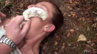 Horny busty girlfriend wants to try hardcore outdoor fuck