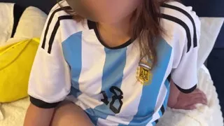 Argentina Celebrating His Country's Victory Makes a Boy's Debut