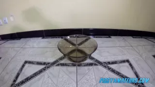 Beautiful girl fill a bowl