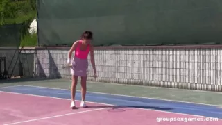 Horny Mixed Double Tennis Match