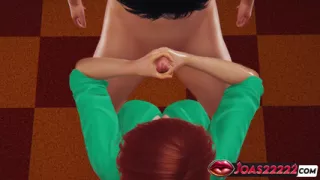 Lois Redhead Footjob 3D Hentai - Two Hands Handjob, Nylon Stockings and Deepthroat Cumshot