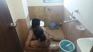Bathroom Fuck with Indian Wife Huge Cumshot on Her Face